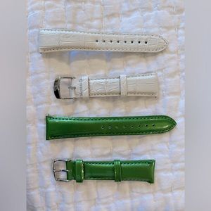 Michele Watch Bands - 20mm - Green Patent Leather & White alligator